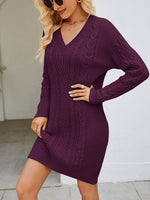 Cable-Knit V-Neck Mini Sweater Dress for a perfect OOTD – dress to impress outfits from Amexza
