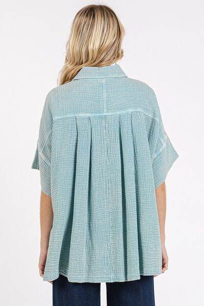 Mittoshop Mineral Wash Gauze Oversized Short Sleeve Shirt for a perfect OOTD – dress to impress outfits from Amexza