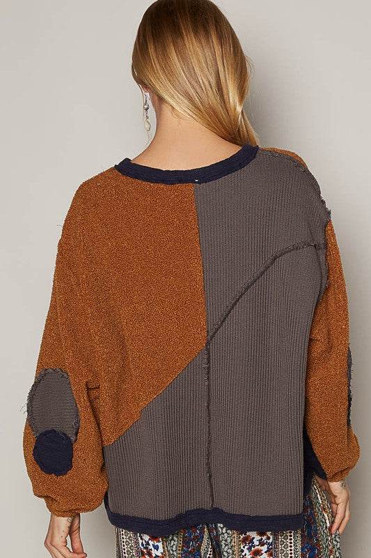 POL Color Block Half Zip Dropped Shoulder Sweatshirt - Amexza