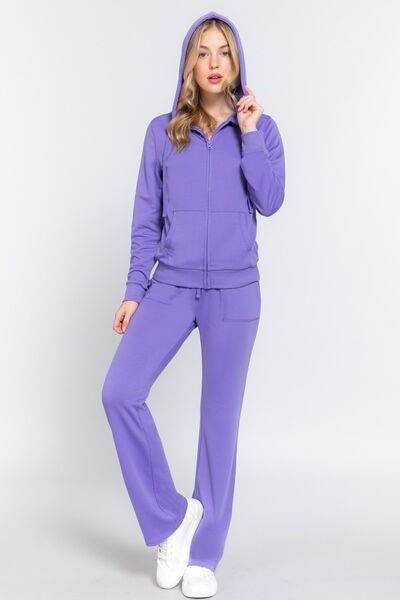 ACTIVE BASIC French Terry Zip Up Hoodie and Drawstring Pants Set for a perfect OOTD – dress to impress outfits from Amexza