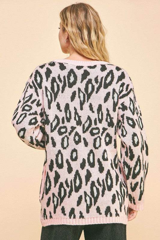 Davi & Dani Leopard Ribbon Tie Front Loose Fit Cardigan for a perfect OOTD – dress to impress outfits from Amexza