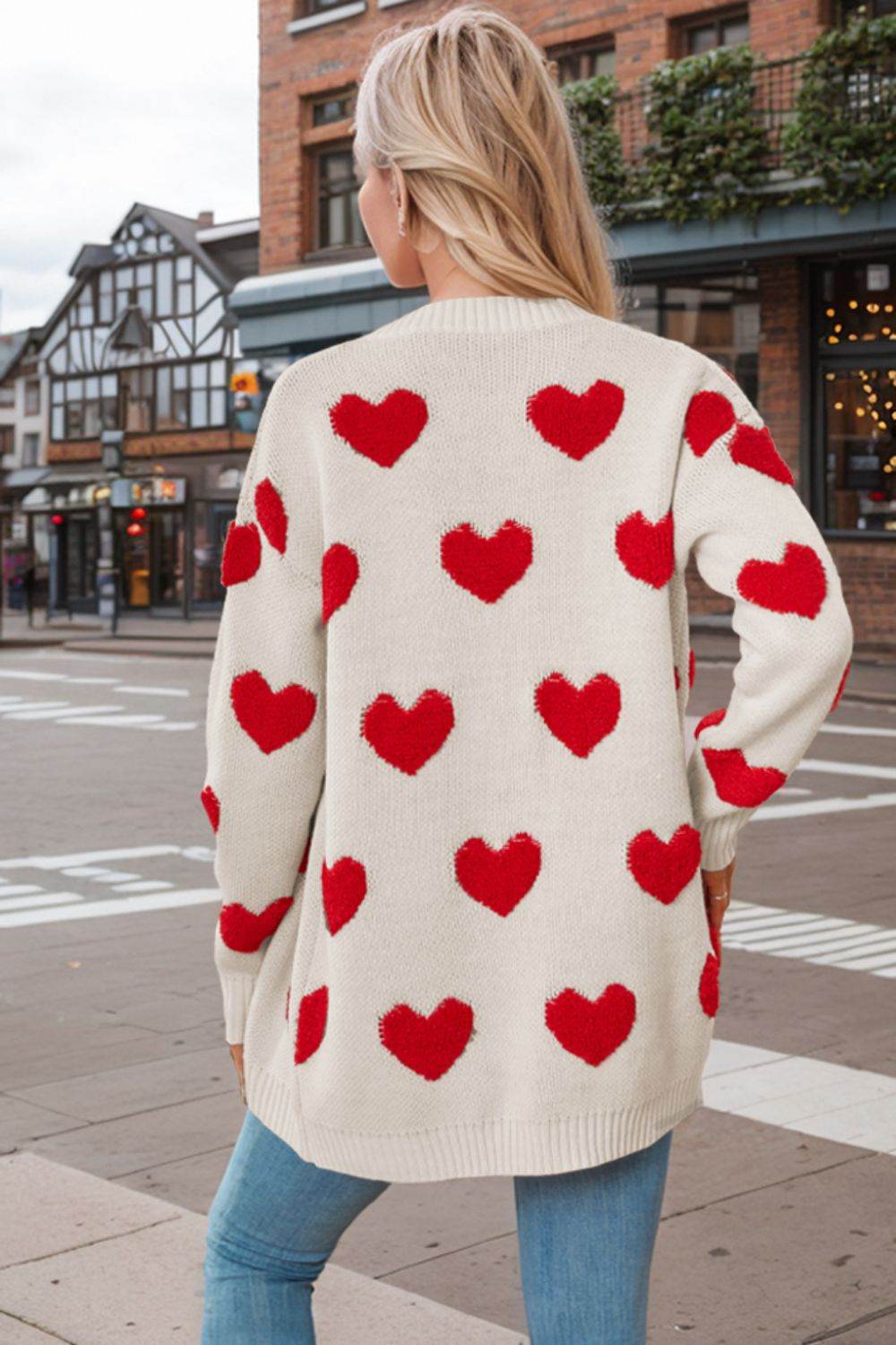 Heart Button Down Long Sleeve Cardigan for a perfect OOTD – dress to impress outfits from Amexza