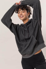 HYFVE Brushed Long Sleeve Hoodie with Kangaroo Pocket Charcoal for a perfect OOTD – dress to impress outfits from Amexza