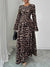 Leopard Print Long Sleeve Maxi Dress
