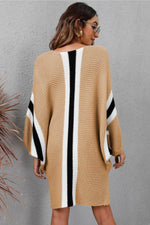 Ribbed Round Neck Long Sleeve Sweater Dress for a perfect OOTD – dress to impress outfits from Amexza