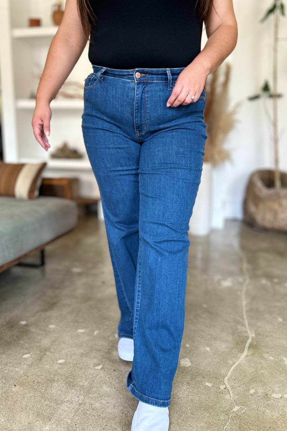 Judy Blue Full Size High Rise Straight Jeans - Amexza
