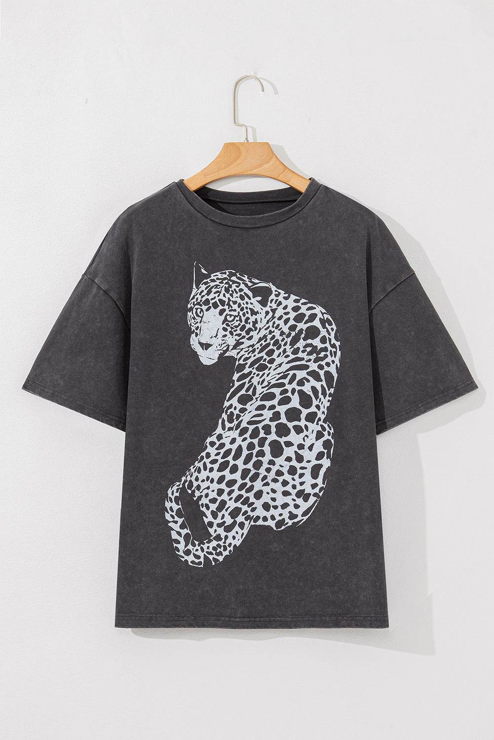 Cheetah Mineral Wash Round Neck Half Sleeve T-Shirt for a perfect OOTD – dress to impress outfits from Amexza