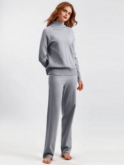 Basic Bae Turtleneck Raglan Sleeve Top and Pants Sweater Set for a perfect OOTD – dress to impress outfits from Amexza