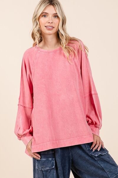 Mittoshop Mineral Wash Raglan Long Sleeve Oversized Top for a perfect OOTD – dress to impress outfits from Amexza