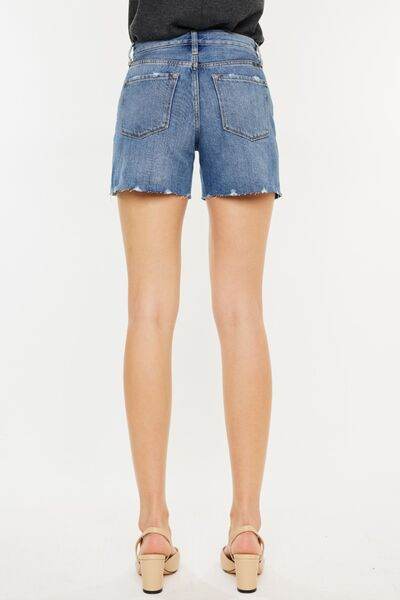 Kancan Distressed High Waist Denim Shorts - Amexza