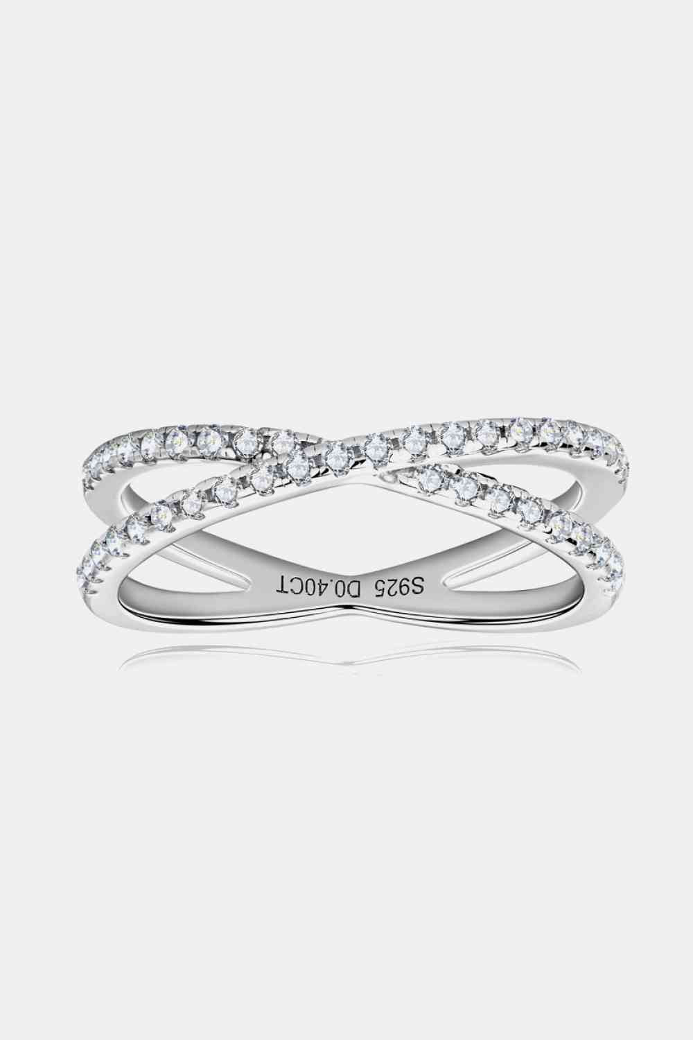 Moissanite 925 Sterling Silver Crisscross Ring Silver for a perfect OOTD – dress to impress outfits from Amexza