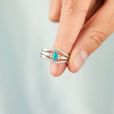 Artificial Turquoise V Shape Inlaid Zircon Ring for a perfect OOTD – dress to impress outfits from Amexza