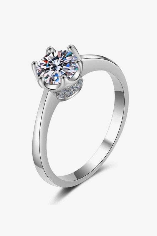 1 Carat Moissanite Rhodium-Plated Solitaire Ring for a perfect OOTD – dress to impress outfits from Amexza