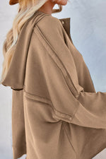 Exposed Seam Long Sleeve Hoodie for a perfect OOTD – dress to impress outfits from Amexza