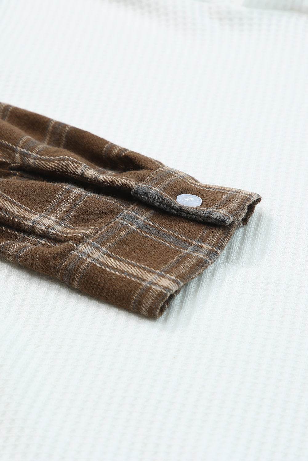 Waffle Knit Plaid Long Sleeve Kangaroo Pocket Hoodie for a perfect OOTD – dress to impress outfits from Amexza