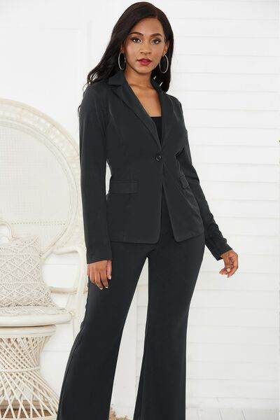 Lapel Collar Long Sleeve Blazer and Pants Set for a perfect OOTD – dress to impress outfits from Amexza