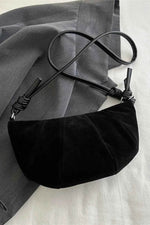 Suede Croissant Shape Shoulder Bag Black One Size for a perfect OOTD – dress to impress outfits from Amexza