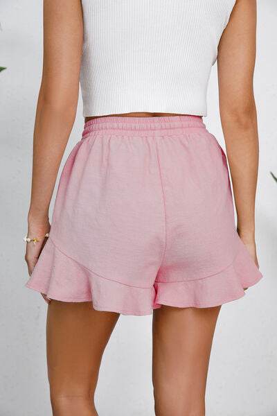 Full Size Drawstring Ruffle Hem Shorts for a perfect OOTD – dress to impress outfits from Amexza