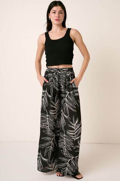 Mittoshop Printed Wide Leg Pants Black for a perfect OOTD – dress to impress outfits from Amexza