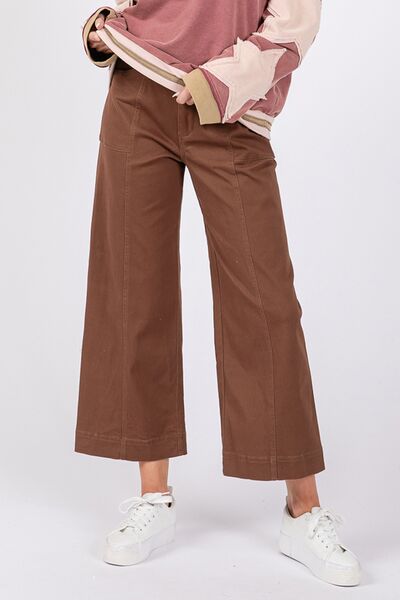 SAGE + FIG Wide Leg Cropped Pants Mocha for a perfect OOTD – dress to impress outfits from Amexza