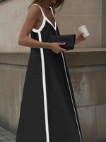 Contrast Trim V-Neck Maxi Dress