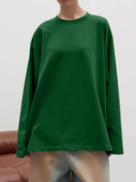 Round Neck Dropped Shoulder Long Sleeve T-Shirt - Amexza