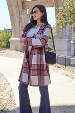 Double Take Full Size Plaid Button Up Lapel Collar Coat - Amexza