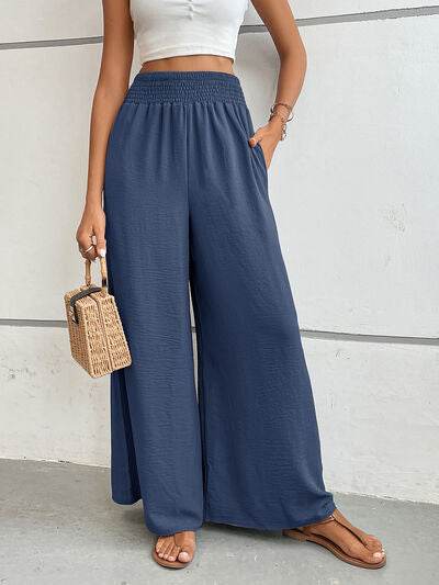 Perfee Wide Leg Pants with Pockets Dusty Blue for a perfect OOTD – dress to impress outfits from Amexza