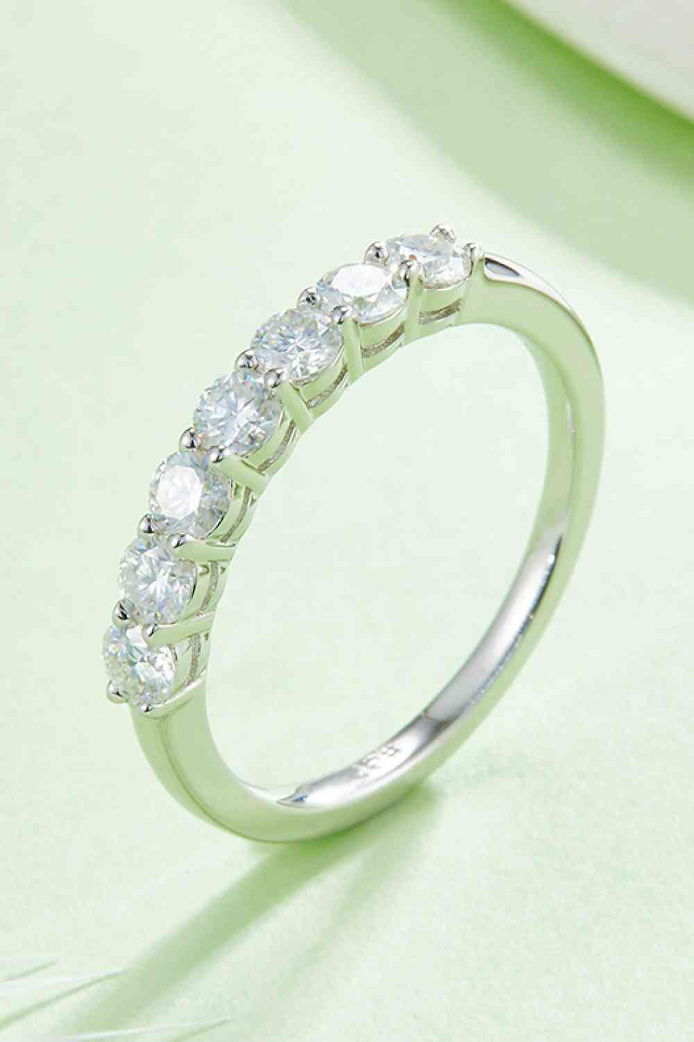 Moissanite Platinum-Plated Half-Eternity Ring Silver for a perfect OOTD – dress to impress outfits from Amexza