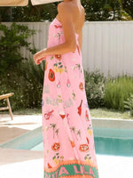 Printed Strapless Summer Maxi Dress