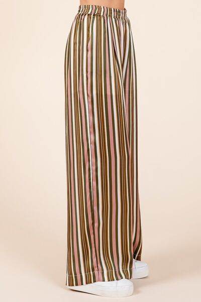 Mittoshop Striped Satin Elastic Waist Wide Leg Pants for a perfect OOTD – dress to impress outfits from Amexza