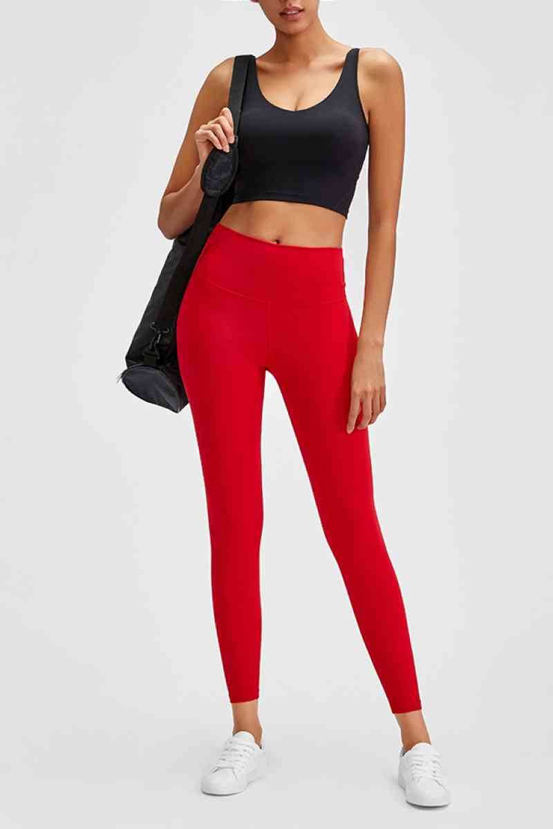 Millennia Wide Seamless Band Waist Sports Leggings - Amexza