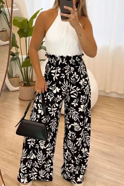 Full Size Printed High Waist Wide Leg Pants for a perfect OOTD – dress to impress outfits from Amexza