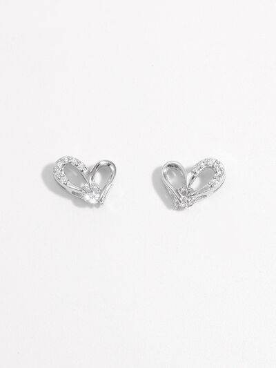 925 Sterling Silver Inlaid Zircon Heart Earrings for a perfect OOTD – dress to impress outfits from Amexza