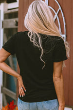 Graphic Round Neck Short Sleeve T-Shirt - Amexza