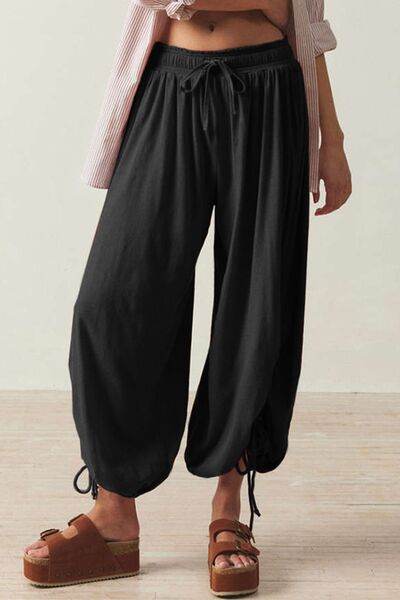 Drawstring Ruched Pants Black for a perfect OOTD – dress to impress outfits from Amexza