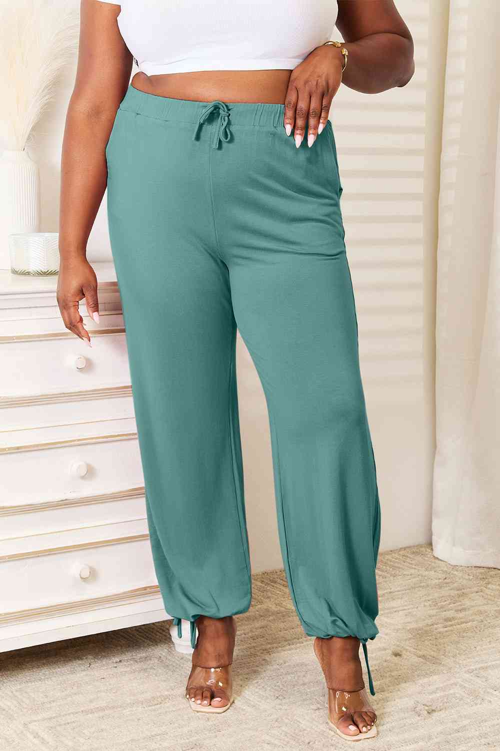 Basic Bae Full Size Soft Rayon Drawstring Waist Pants with Pockets for a perfect OOTD – dress to impress outfits from Amexza