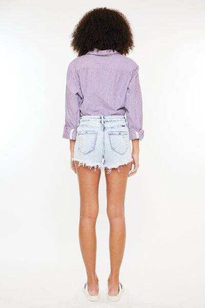 Kancan High Rise Frayed Hem Denim Shorts for a perfect OOTD – dress to impress outfits from Amexza