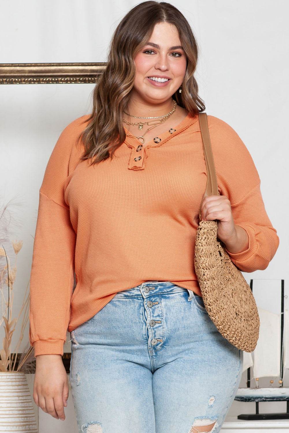 Plus Size V-Neck Dropped Shoulder Top for a perfect OOTD – dress to impress outfits from Amexza