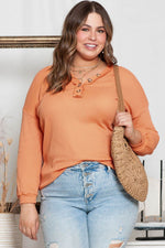 Plus Size V-Neck Dropped Shoulder Top for a perfect OOTD – dress to impress outfits from Amexza