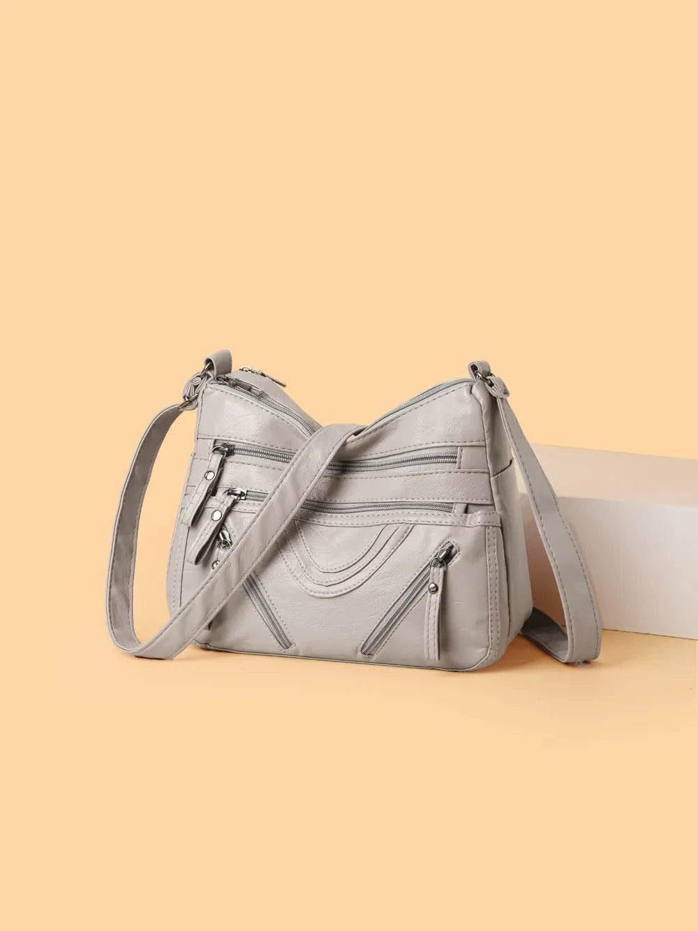 PU Multi-Compartment Crossbody Bag Light Gray One Size for a perfect OOTD – dress to impress outfits from Amexza