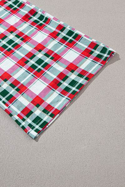 MERRY CHRISTMAS Round Neck Top and Plaid Pants Set for a perfect OOTD – dress to impress outfits from Amexza