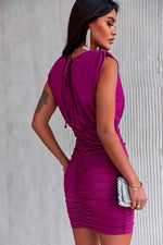 Ruched Surplice Sleeveless Wrap Dress - Amexza