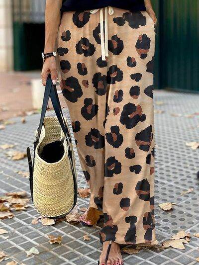 Leopard Wide Leg Pants Leopard for a perfect OOTD – dress to impress outfits from Amexza