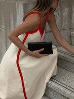 Contrast Trim V-Neck Maxi Dress