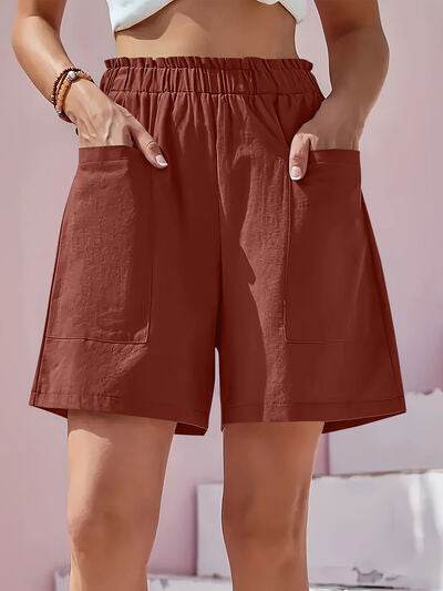 Full Size Pocketed Elastic Waist Shorts for a perfect OOTD – dress to impress outfits from Amexza