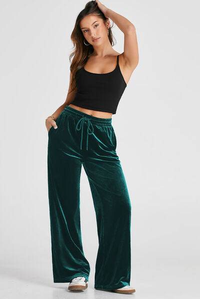 Drawstring Wide Leg Active Pants for a perfect OOTD – dress to impress outfits from Amexza