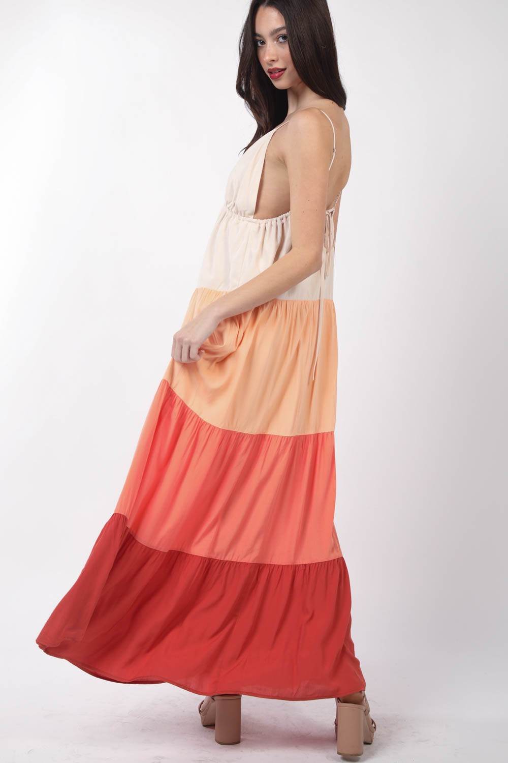 VERY J Color Block Tiered Maxi Cami Dress for a perfect OOTD – dress to impress outfits from Amexza