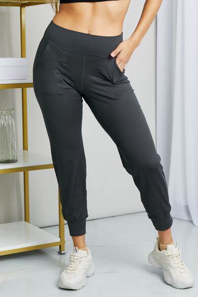 Leggings Depot Full Size Wide Waistband Cropped Joggers Charcoal for a perfect OOTD – dress to impress outfits from Amexza