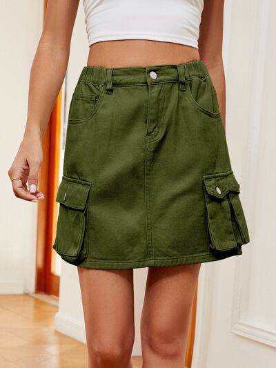 High Waist Denim Skirt Army Green for a perfect OOTD – dress to impress outfits from Amexza